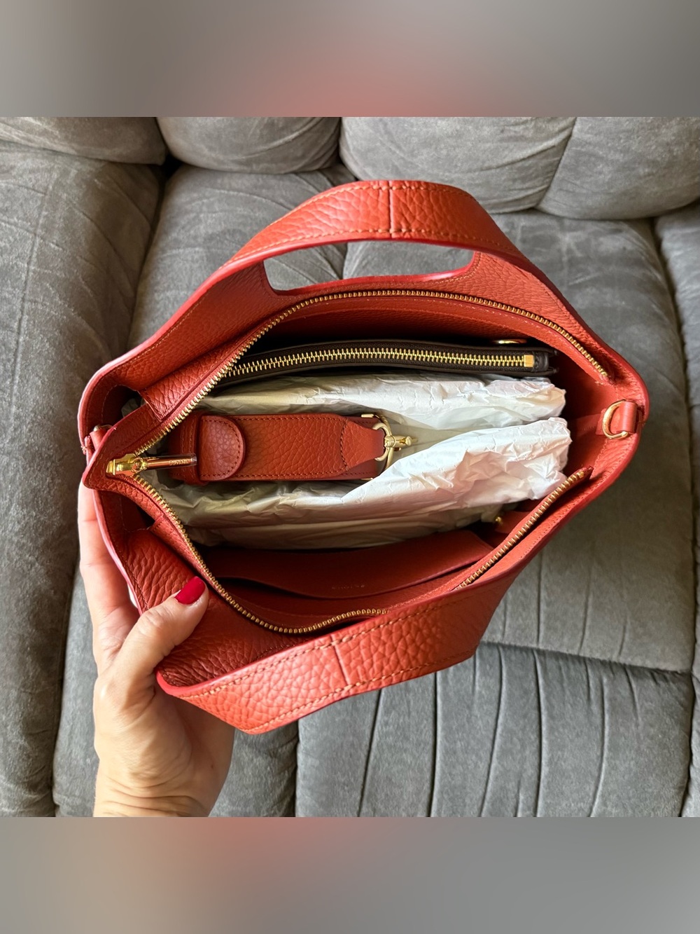 NWOT Handpainted Cuyana Small System Zipper Tote in Rioja + System Zip Pouch - Picture 10 of 16